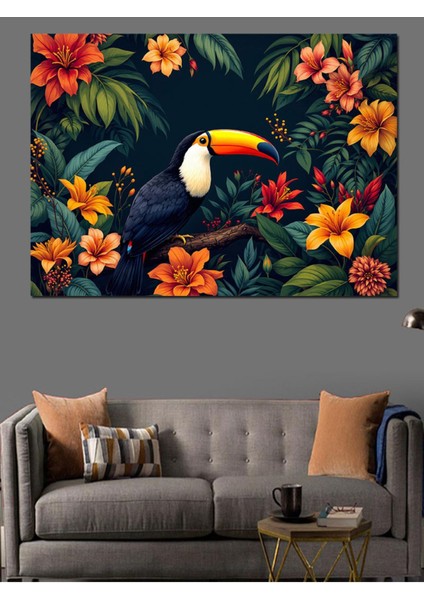 Canlı Renkli Egzotik Tukan Kuşu Dekoratif Kanvas ve Mdf Ahşap Tablo fırsatları