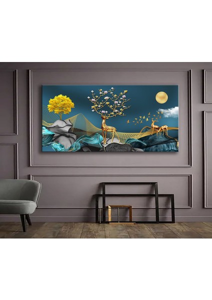 Canlı Renklerle Sürrealist Doğa Temalı Kanvas Tablo, Dekorasyon Için Şık ve Renkli Parça