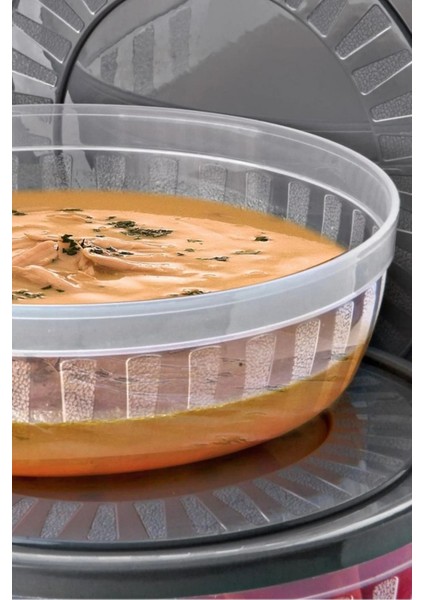 2 Adet Yuvarlak Kapaklı Saklama Kabı Seti, Mikrodalga ve Dondurucu Uyumlu, Şeffaf, 4 Lt fırsatları