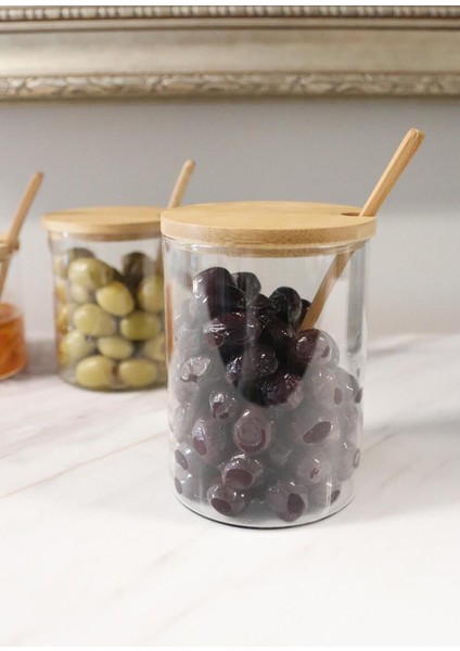 Bambu Kapaklı 550 ml Borosilikat Cam Kavanoz, Şık ve Dayanıklı Saklama Çözümü