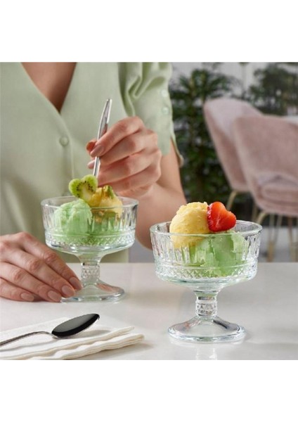 Turkuaz Ayaklı Dondurmalık Kase Seti, 2'li, Şık ve Kullanışlı Tasarım