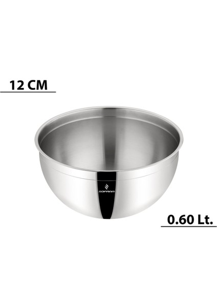 12 cm Parlak Çelik Kase, Şık ve Dayanıklı Mutfak Aksesuarı