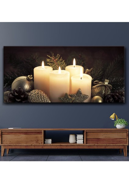 Çok Renkli Dekoratif Mum ve Kanvas Tablo, Şık Ev Dekorasyonu