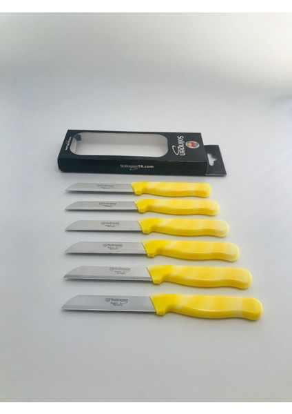6'lı Tırtıklı Meyve ve Sebze Bıçakları, Sarı Mermer Tasarım