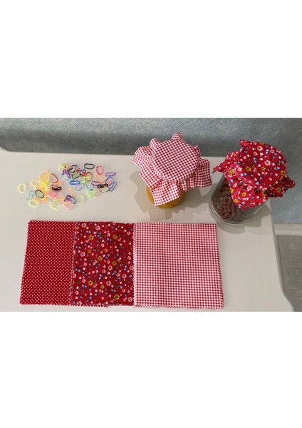 50 Adet Kırmızı Karışık Kavanoz Kapağı ve Renkli Bağlama Lastiği Set fırsatları