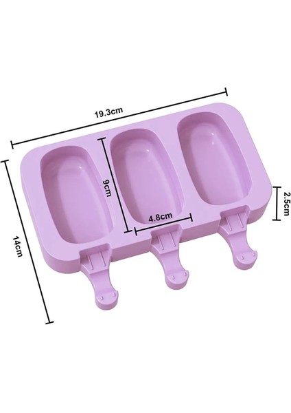 3’lü Silikon Dondurma Kalıbı, 50 Çubuk, Pratik ve Eğlenceli Yapım Seti
