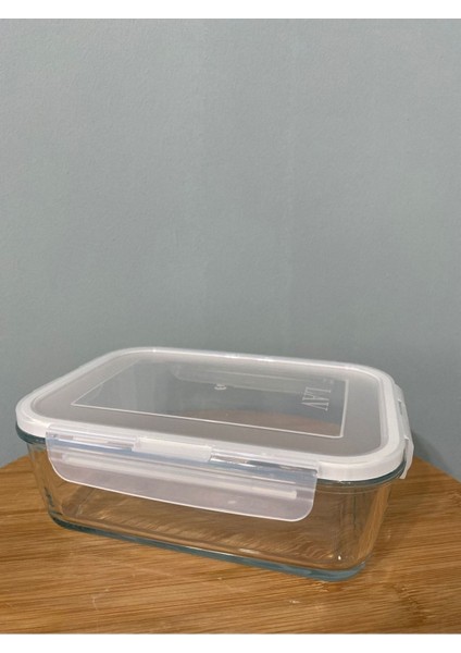 Çok Renkli Büyük Dikdörtgen Cam Saklama Kabı 1200CC, Dayanıklı ve Şık Tasarım