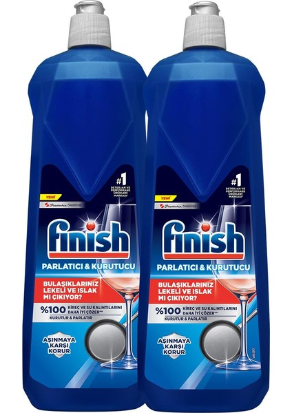 Bulaşık Makinesi Parlatıcı 2x800 ml - Camı Aşınmadan Korur, Parlatır ve Kokusuz Kurutma Özelliği ile