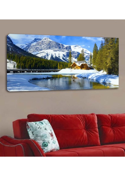 Mavi Kanvas Tablo, Kış Manzara, Doğa Teması, Dekoratif Sanat, Şık ve Zarif Görsel