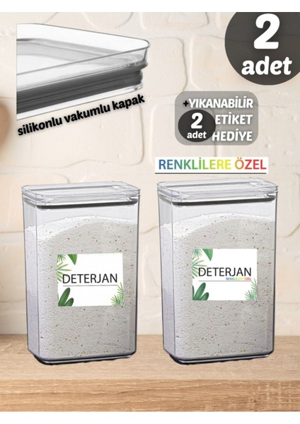 Renkli Deterjan ve Dikdörtgen Saklama Kutusu 2,9 Lt Vakum Kapaklı Çift Set fiyatları