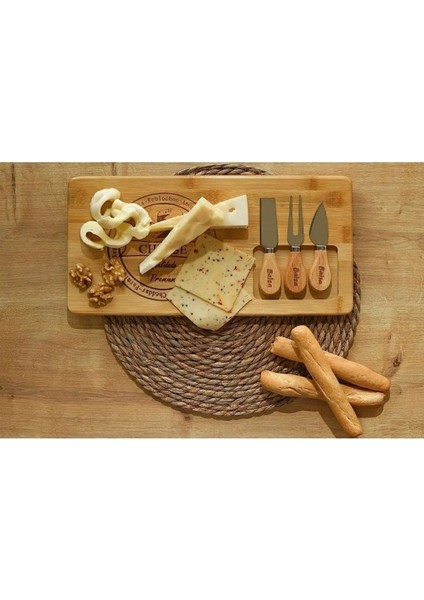 Bambu 4 Parça Peynir Sunum Tahtası Seti, Şık ve Doğal Peynir Tabağı Mükemmelliği modelleri