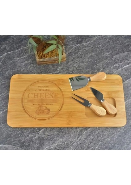 Bambu 4 Parça Peynir Sunum Tahtası Seti, Şık ve Doğal Peynir Tabağı Mükemmelliği fırsatları