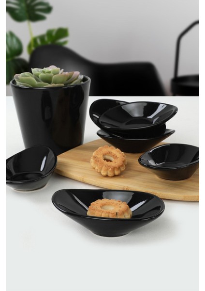 Siyah Dalga Çerezlik ve Sosluk Seti 12 Cm, 6 Adet