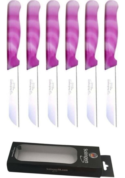 Pembe Mermer Desenli 6'lı Meyve ve Sebze Bıçak Seti