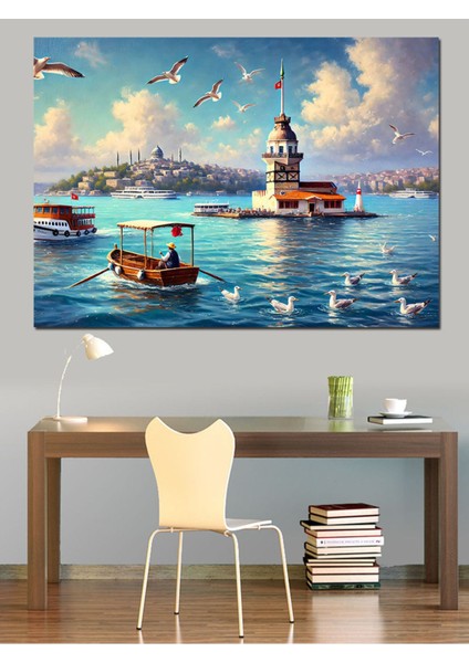 Renkli Kule Temalı Dekoratif Kanvas ve Ahşap Tablo, Şık ve Modern Ev Dekoru fiyatları