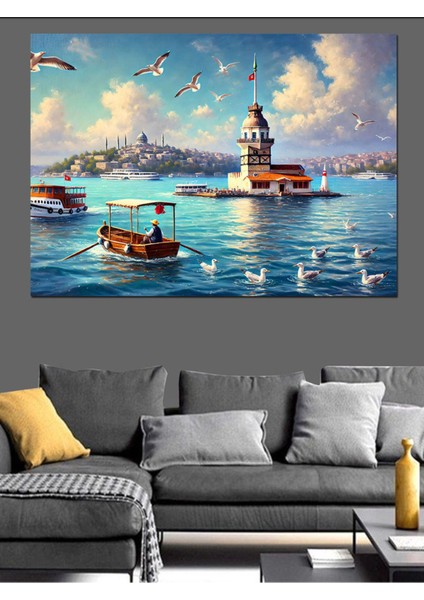 Renkli Kule Temalı Dekoratif Kanvas ve Ahşap Tablo, Şık ve Modern Ev Dekoru modelleri