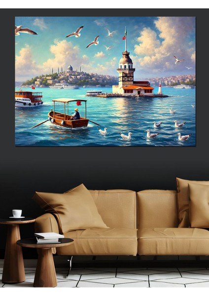 Renkli Kule Temalı Dekoratif Kanvas ve Ahşap Tablo, Şık ve Modern Ev Dekoru fırsatları