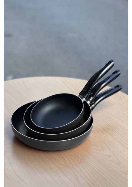 3'lü Teflon Tava Seti, 16-20-24 Cm, Şık ve Kullanışlı Siyah ve Beyaz Renk Seçenekleri indirimleri