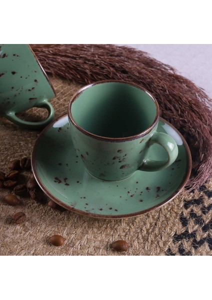 Yeşil 4 Parça Antik Kahve Fincan Takımı, Şık ve Zarif Tasarım indirimleri