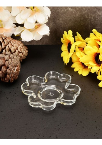 6'lı Beyaz Cam Çay Tabağı Bardak Altlığı Seti, Şık ve Kullanışlı Tasarım