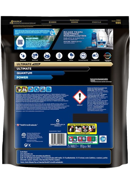 Ultimate Plus Bulaşık Makinesi Tableti - 75 Adet, 915 g, Ferah Koku ile Yağ ve Kireç Temizleyici indirimleri