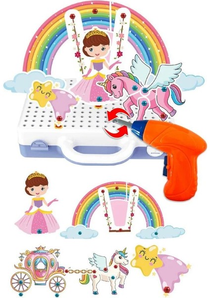 Oyuncak 3D Matkap Seti Söktak Prenses Serisi Unicorn fiyatları