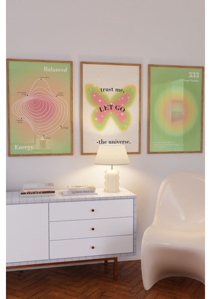 Renkli 3'lü Tablo Seti, Kelebek ve Sayılar Temalı, Şık ve Çerçevesiz Dekoratif Ürün fiyatları