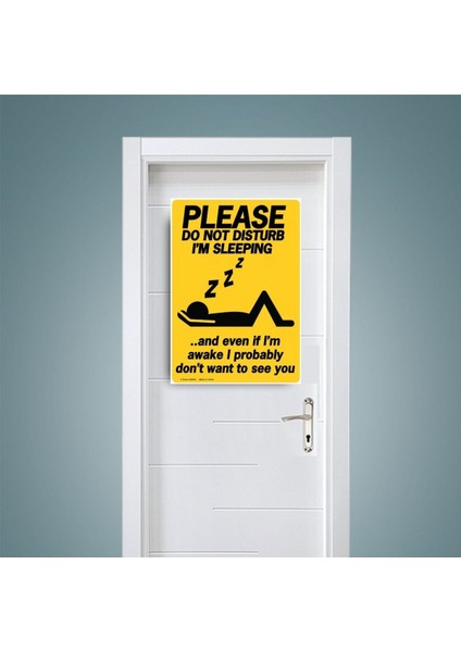 Yatak Odası Dekor Ahşap Kapı Süsü, Uyarı Konsept Tablo, 19X28 Cm, Şık ve Zarif