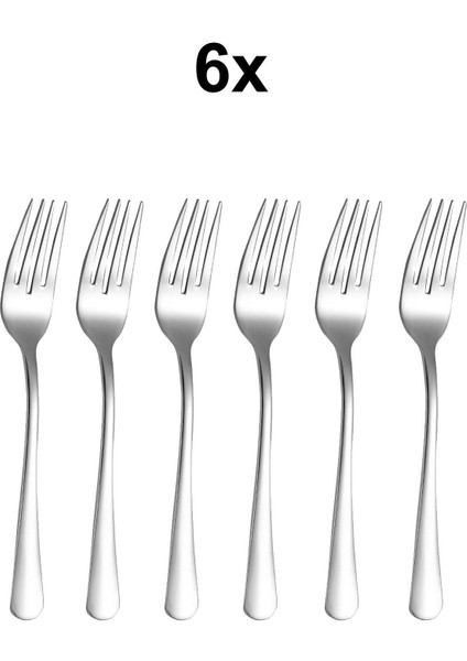 6'lı 19 cm Gri Çelik Sofra Balık Çatalı Seti