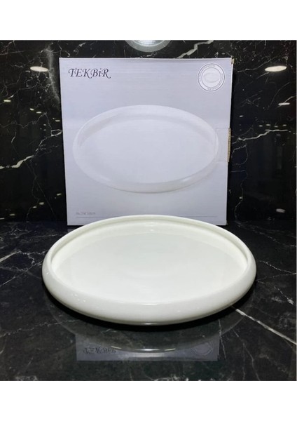 Beyaz Porselen Sunum Tabağı 23.8x2.5 Cm, Şık ve Kullanışlı. fiyatları