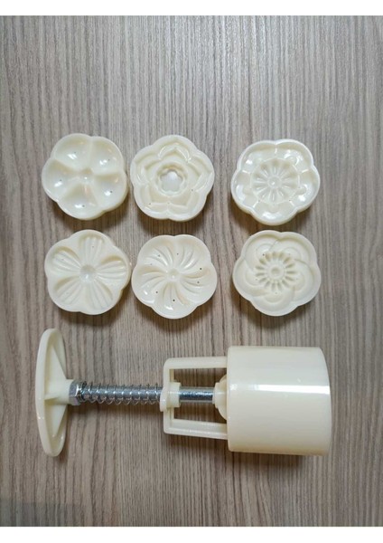 7'li Mooncake ve Kurabiye Kalıp Seti, Beyaz, Keyifli Pişirme Malzemesi