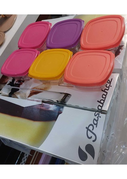 Renkli Kapaklı Cam Saklama Kabı Seti, 6'lı, 310CC, Şık ve Kullanışlı. fiyatları