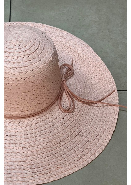 Premium Rafya Oversize Pembe Geniş Hasır Plaj Şapkası fiyatları