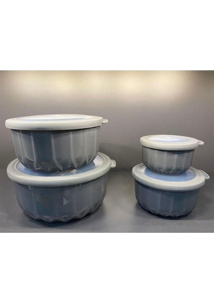 VP-041 Vakumlu Saklama Kabı Seti Gri, 4'lü, Dayanıklı ve Şık Tasarım