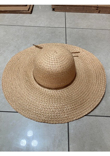 Premium Rafya Oversize Camel Geniş Hasır Plaj Şapkası modelleri