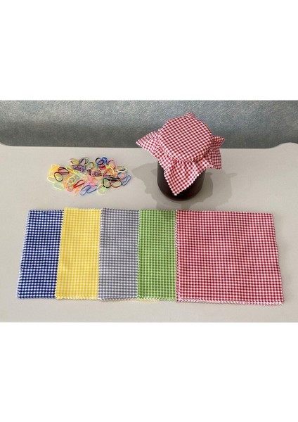 50 Adet Renkli Pötikare Kavanoz Kapağı ve Bağlama Lastiği Seti fiyatları