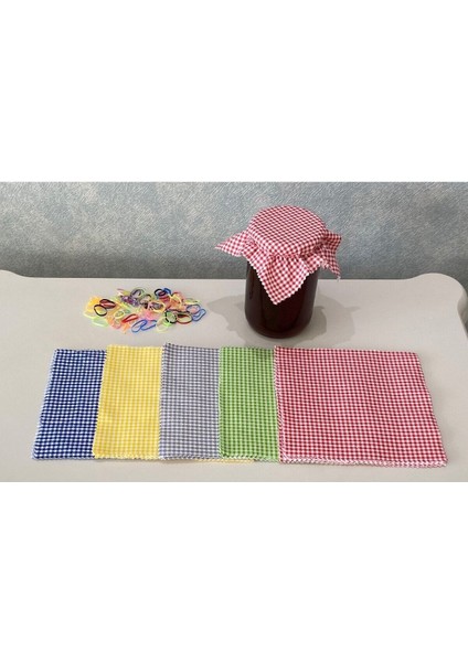 50 Adet Renkli Pötikare Kavanoz Kapağı ve Bağlama Lastiği Seti fırsatları