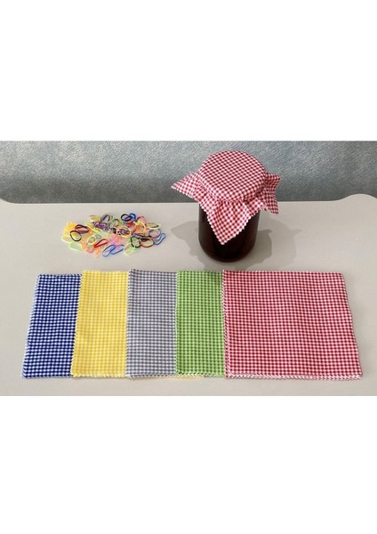 50 Adet Renkli Pötikare Kavanoz Kapağı ve Bağlama Lastiği Seti indirimleri