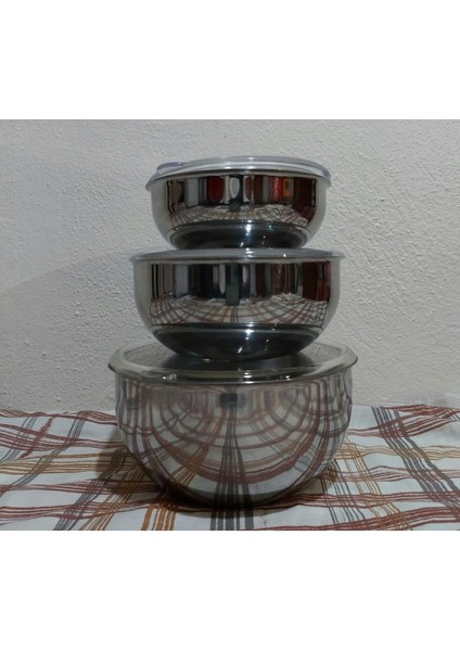 Paslanmaz Çelik Saklama Kabı Seti, Sağlıklı ve Dayanıklı 3'lü