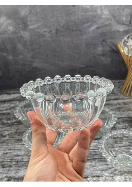 6'lı Boncuklu Cam Kahvaltılık Tabaklar, 12CM, Şık ve Kullanışlı Set modelleri