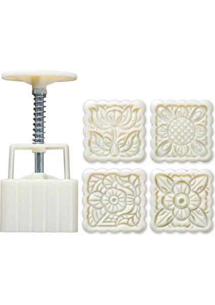 Beyaz Kare Mooncake Kalıbı 4'lü Set, Şekilli Kurabiye ve Tatlı Kalıbı fiyatları