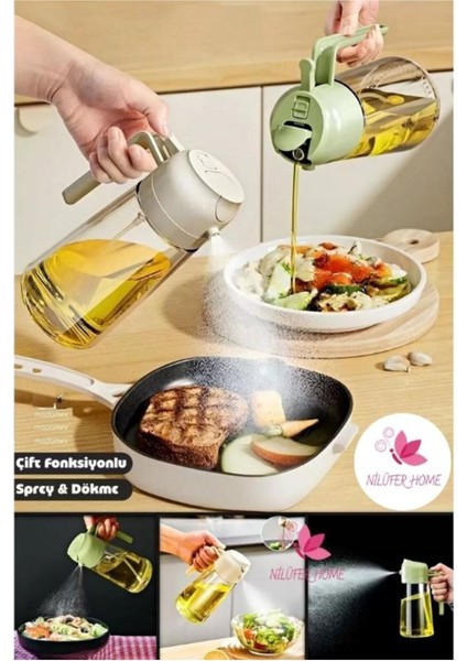 Çift Fonksiyonlu Cam Yağdanlık, Çok Renkli, Şık ve Kullanışlı Sıvıyağ Şişesi