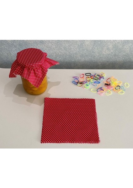 50 Adet Beyaz Puantiyeli Kırmızı Kavanoz Kapağı ve Bağlama Lastiği Seti indirimleri