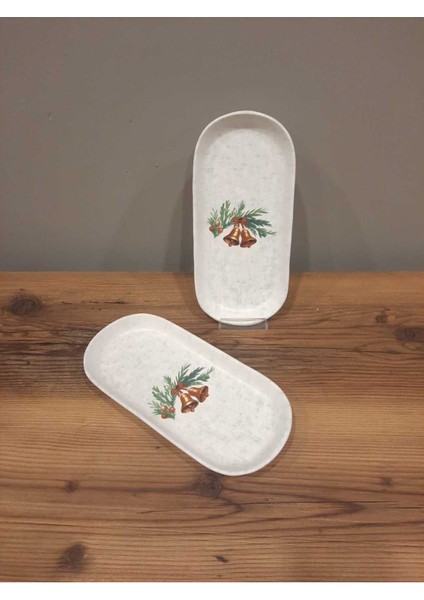 Yılbaşı Temalı 2'li Seramik Kayık Tabak, 26 Cm, Noel Baba, Çam Ağacı, Yeni Yıl Kutlaması modelleri