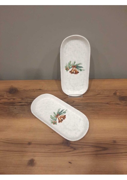 Yılbaşı Temalı 2'li Seramik Kayık Tabak, 26 Cm, Noel Baba, Çam Ağacı, Yeni Yıl Kutlaması fırsatları