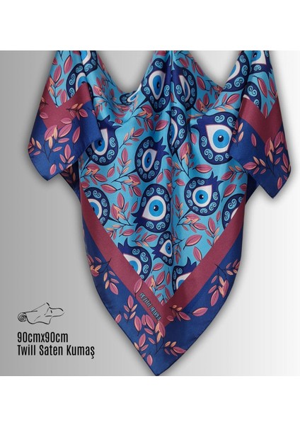 BEREKET KOLEKSİYONU NAR VE NAZAR BONCUĞU DESENLİ EŞARP