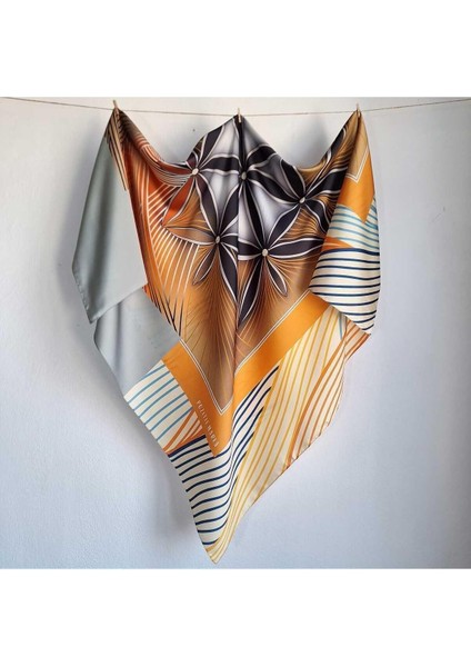 Ipeksi Şık Eşarp Tasarımları Yaşam Çiçeği Sembol Desenli Turuncu Yeşil fiyatları