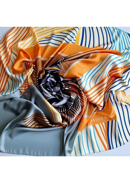 Ipeksi Şık Eşarp Tasarımları Yaşam Çiçeği Sembol Desenli Turuncu Yeşil indirimleri