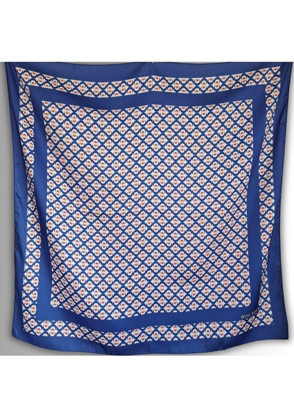 Mavi Eşarp Ipeksi Twill Saten Çintemani Desenli fiyatları