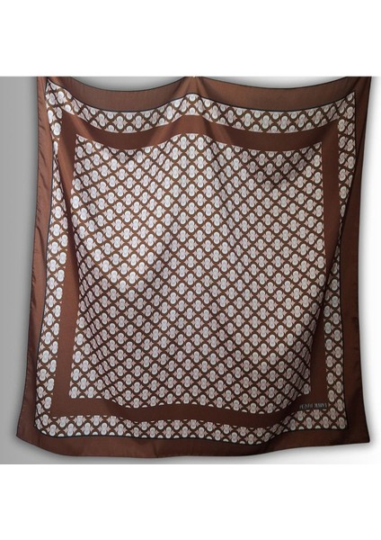 Kahverengi Eşarp Ipeksi Twill Saten Çintemani Desenli fiyatları